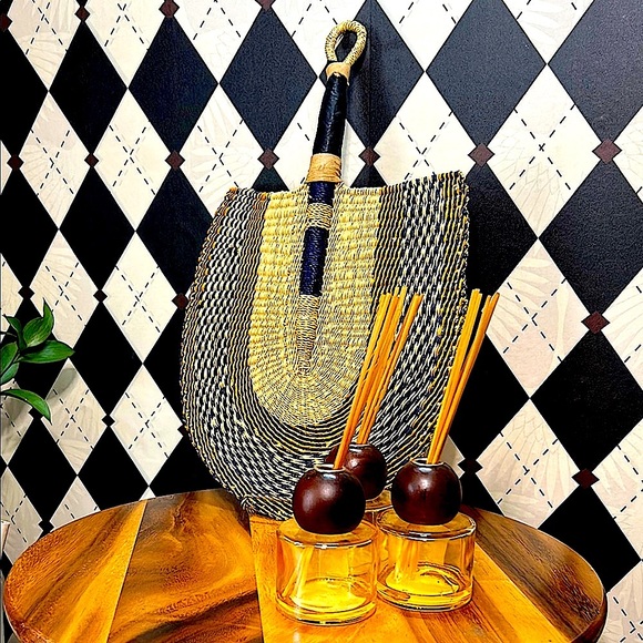 Set of 3 Handwoven African Bolga Fans – Natural Rattan Wall Art or Body Fans - Picture 9 of 15